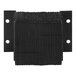 A black rectangular object with a metal bracket and two holes.