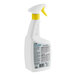 A close up of a white CLR Mold & Mildew Stain Remover spray bottle.