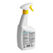 A white bottle of CLR Heavy-Duty Cleaner with a yellow sprayer handle.