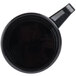 A close-up of a black Cambro polycarbonate mug with a handle.