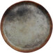 A brown and gray cheforward melamine plate with a woven design.