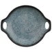A round robin's egg blue melamine plate with a handle.