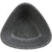 A grey triangle shaped bowl with a speckled surface.