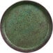 A green and brown speckled cheforward by GET melamine plate.