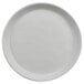 A white cheforward melamine plate with a small rim.