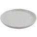 A white cheforward melamine plate with a small rim.