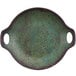 A green and black cheforward by GET melamine wok/plate with handles.