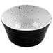 A black and white cheforward stone melamine ramekin with a speckled design.