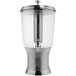 A silver stainless steel GET beverage dispenser with a clear Triton lid and spout.