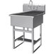 A large stainless steel Sani-Lav hand sink with a swivel gooseneck faucet.