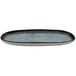 A cheforward robin's egg blue rectangular melamine platter with a black rim.