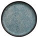 A close up of a cheforward robin's egg blue melamine plate with a speckled design.