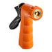 A Sani-Lav orange spray nozzle with a black handle.