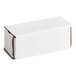 A white corrugated mailer box with tuck top, measuring 6 x 3 x 3 inches.