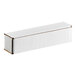A white rectangular box with brown trim.