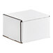 A white corrugated mailer box with a black stripe on the top.