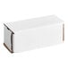 A white rectangular corrugated mailer with a tuck top lid.
