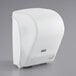 A Lavex translucent white paper towel dispenser.