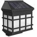 A black Flash Furniture wall mount solar powered LED light with a solar panel.