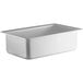 A stainless steel deep full size spillage pan.