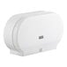 A white Lavex double roll jumbo toilet tissue dispenser box with black text.