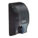 A black plastic Lavex double roll vertical toilet tissue dispenser.