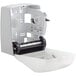 A white plastic box with a black lever.