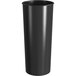 A black plastic cup with a white background.