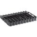 A black Beverage-Air bottle lane organizer with black plastic pushers.