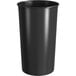 A black plastic cup with a white background.