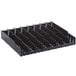 A black plastic Beverage-Air universal pusher glide bottle organizer with 8 lanes and dividers.