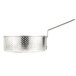 A silver stainless steel Vollrath fryer pot basket with a handle.