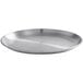 An American Metalcraft satin stainless steel plate with a circular design.