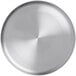 An American Metalcraft satin stainless steel plate with a circular design.