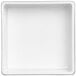 A white square melamine bowl with black trim.