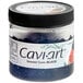 A jar of Cavi-Art vegan black caviar with a black and blue label.