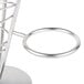 An American Metalcraft stainless steel cone basket with 2 ramekins on a table.