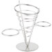An American Metalcraft stainless steel cone basket with 2 ramekins on rings.