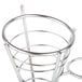 An American Metalcraft stainless steel cone basket with a handle holding 2 ramekins.