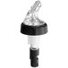 A clear plastic Choice 3-ball liquor pourer with a black collar.