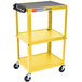 Luxor AVJ42-YW Yellow 3 Shelf A/V Utility Cart 24 inch x 18 inch - Adjustable Height