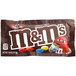 A pouch of M&M's Milk Chocolate Candies with text and images.