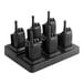 A black Midland BizTalk walkie talkie set with six radios on a tray.