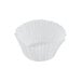 A close-up of a white Hoffmaster paper cupcake wrapper.