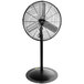 A black Tornado 24" industrial pedestal fan on a white background.