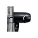 A black industrial pedestal fan with a metal cage and a 3-speed control knob.
