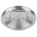 A silver Vollrath Miramar cover with a metal handle.