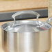 A silver Vollrath Miramar pot with a lid.
