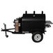 A black Holstein Manufacturing towable propane grill with a cylinder on the side.