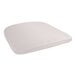 A Lancaster Table & Seating Ruby Red Outdoor Cafe Chair cushion with a gray fabric magnetic cushion with a stitched edge.